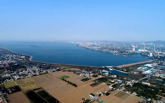 航拍平顶山白龟山水库